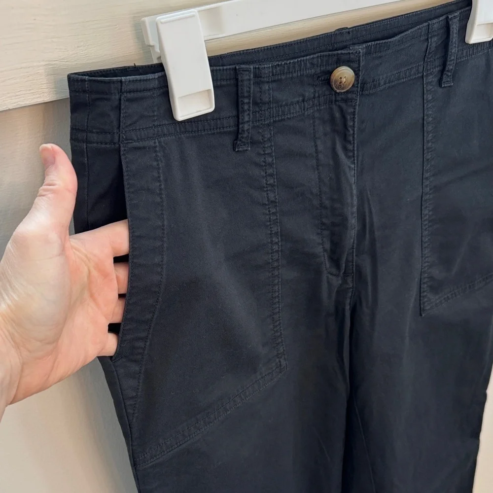 J. Jill Women’s Cuffed Chinos Pants Classic Black Casual Front Pockets Size 10